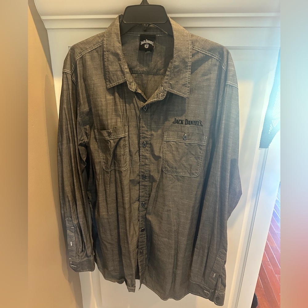 Jack Daniels  Mens Gray Dress Shirt